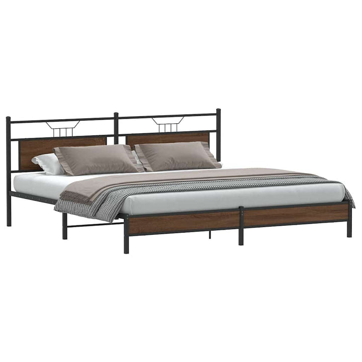 sengeramme uden madras 193x203 cm metal brun egetræsfarve