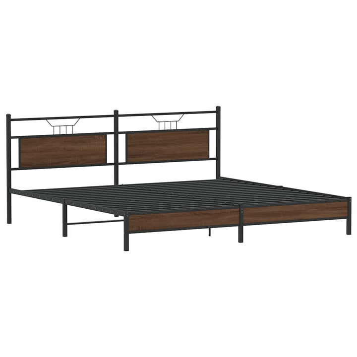 sengeramme uden madras 193x203 cm metal brun egetræsfarve