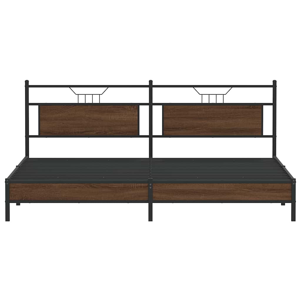 sengeramme uden madras 193x203 cm metal brun egetræsfarve