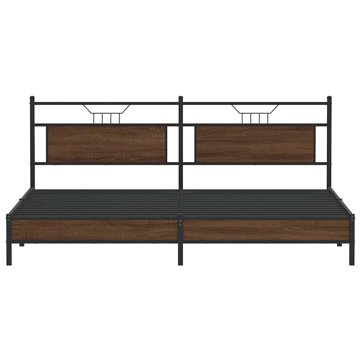 sengeramme uden madras 193x203 cm metal brun egetræsfarve