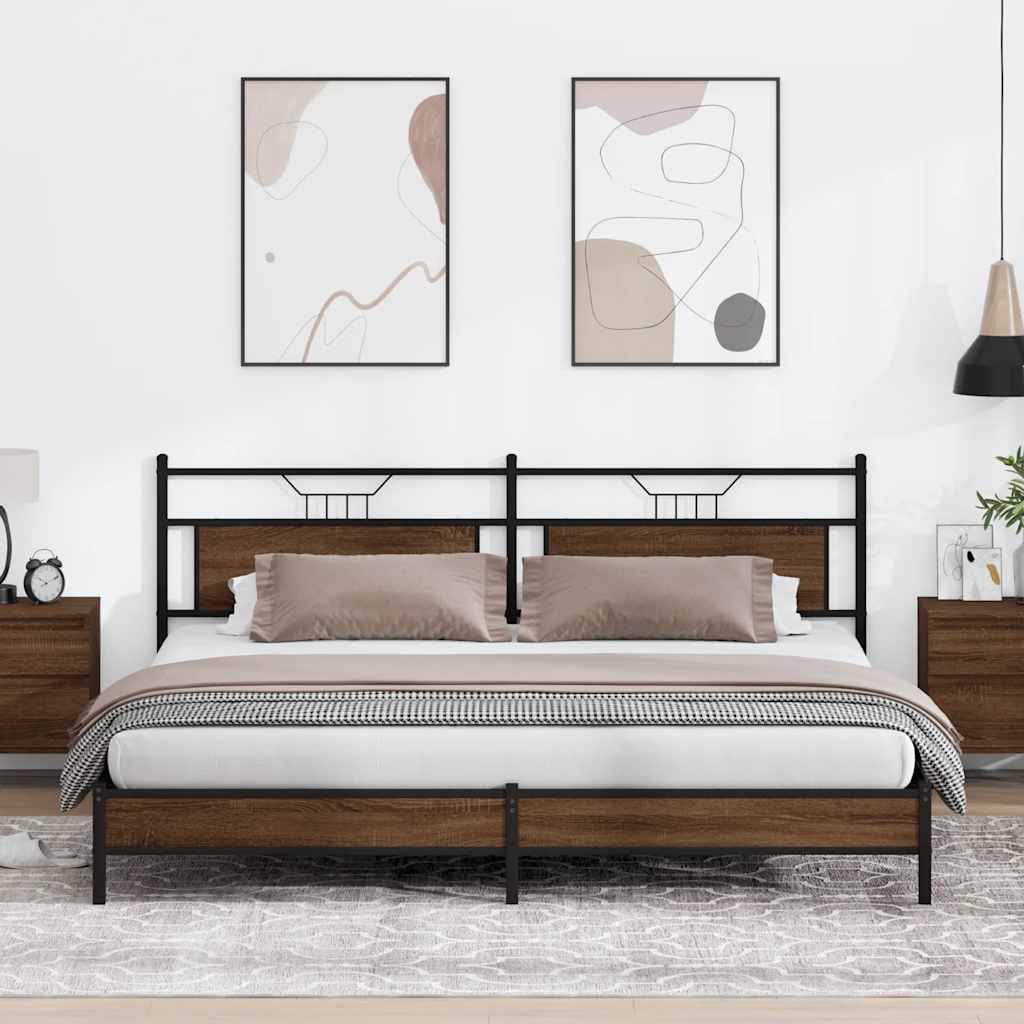 sengeramme uden madras 193x203 cm metal brun egetræsfarve