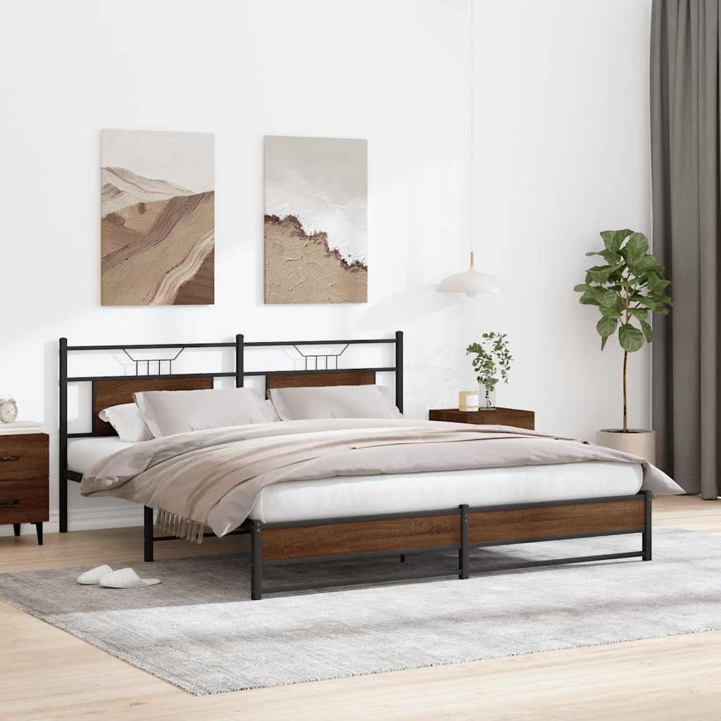sengeramme uden madras 180x200 cm metal brun egetræsfarve
