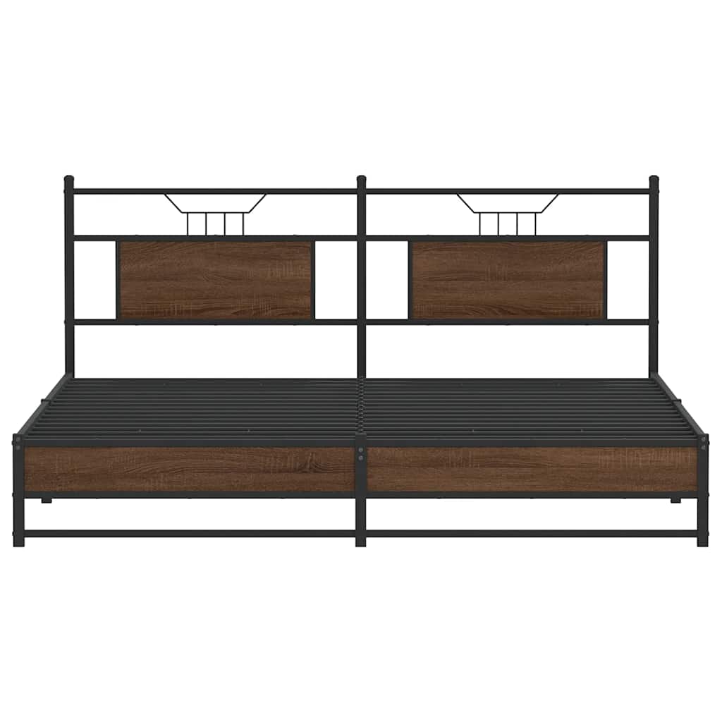 sengeramme uden madras 180x200 cm metal brun egetræsfarve