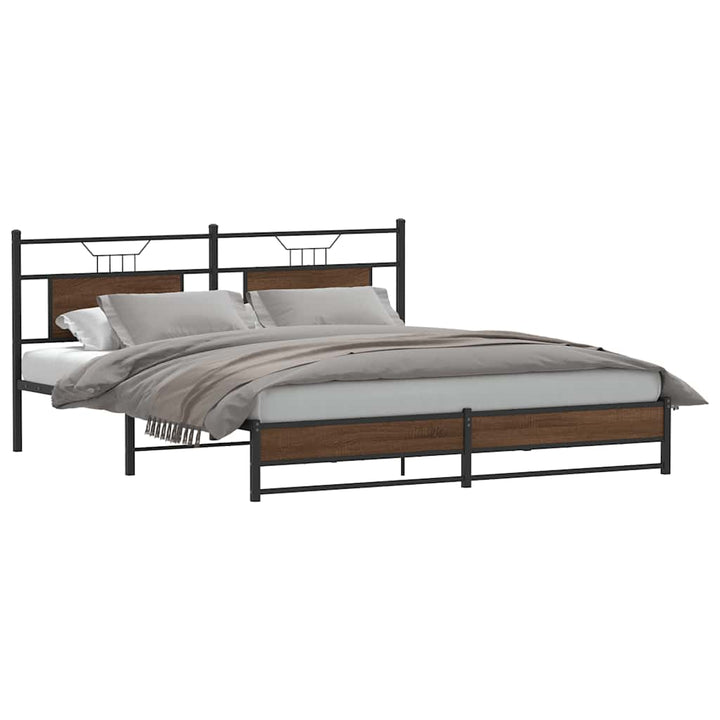 sengeramme uden madras 183x213 cm metal brun egetræsfarve
