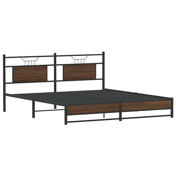 sengeramme uden madras 183x213 cm metal brun egetræsfarve