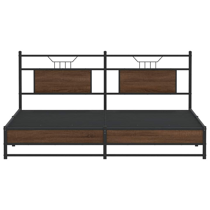 sengeramme uden madras 183x213 cm metal brun egetræsfarve