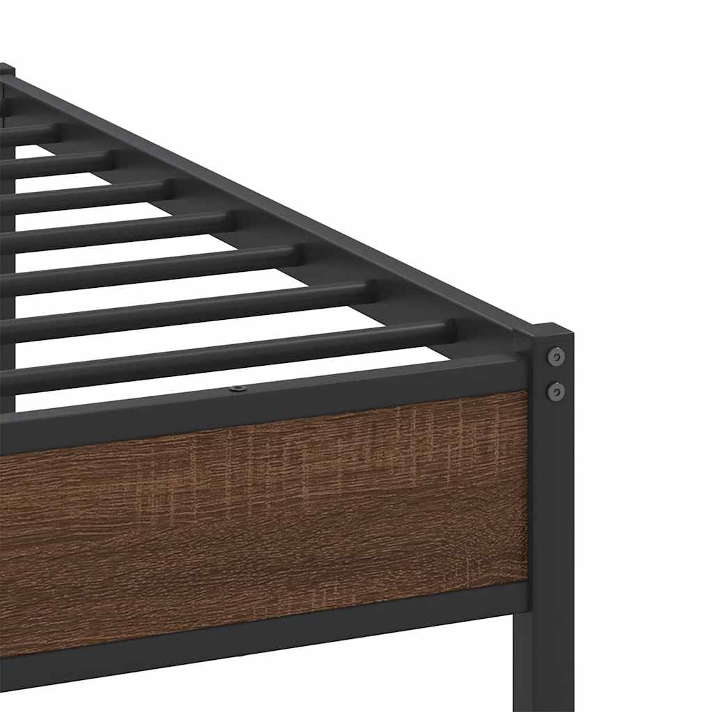 sengeramme uden madras 183x213 cm metal brun egetræsfarve