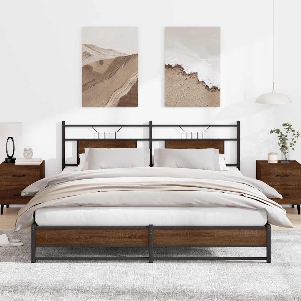 sengeramme uden madras 183x213 cm metal brun egetræsfarve