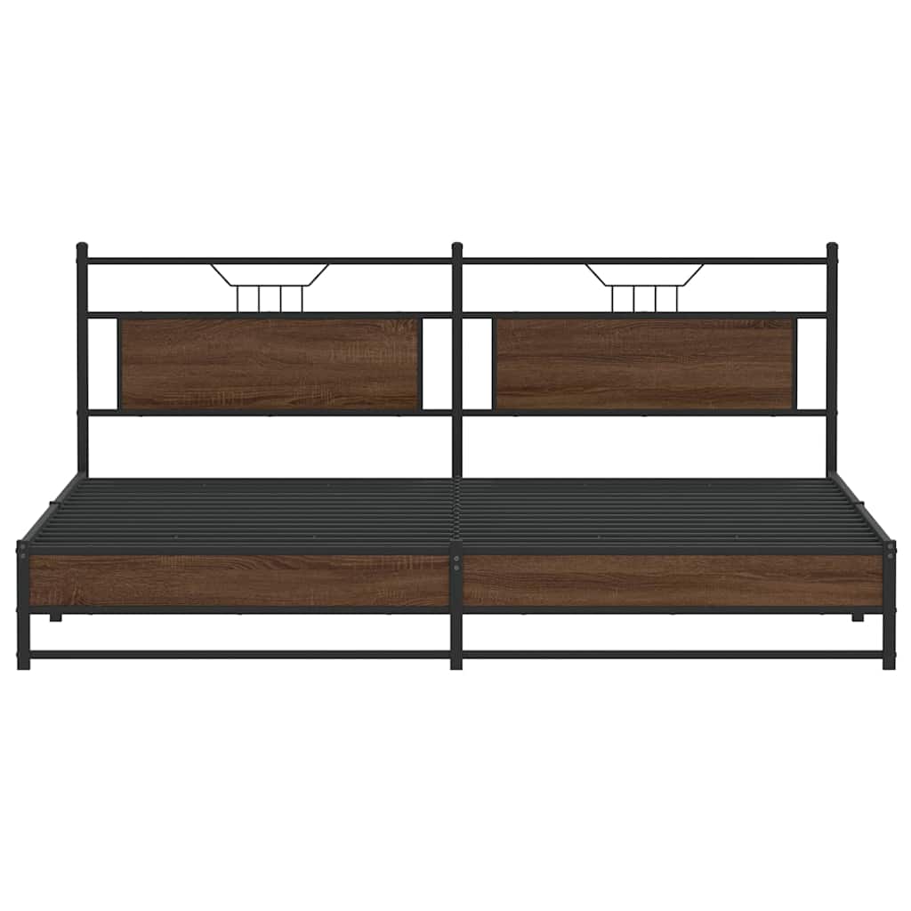 sengeramme uden madras 193x203 cm metal brun egetræsfarve