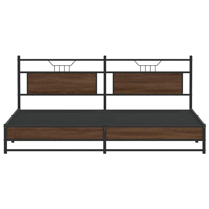 sengeramme uden madras 193x203 cm metal brun egetræsfarve