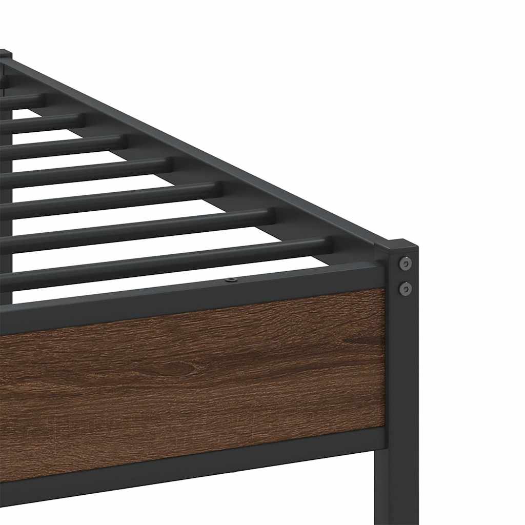 sengeramme uden madras 193x203 cm metal brun egetræsfarve
