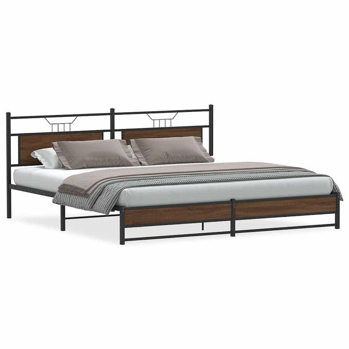 sengeramme uden madras 200x200 cm metal brun egetræsfarve