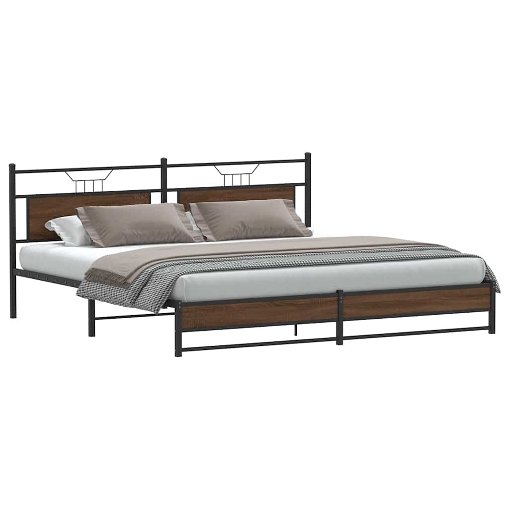 sengeramme uden madras 200x200 cm metal brun egetræsfarve