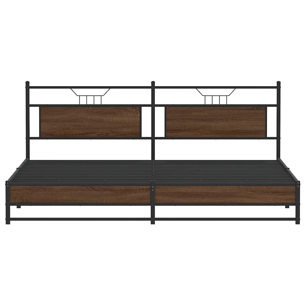 sengeramme uden madras 200x200 cm metal brun egetræsfarve