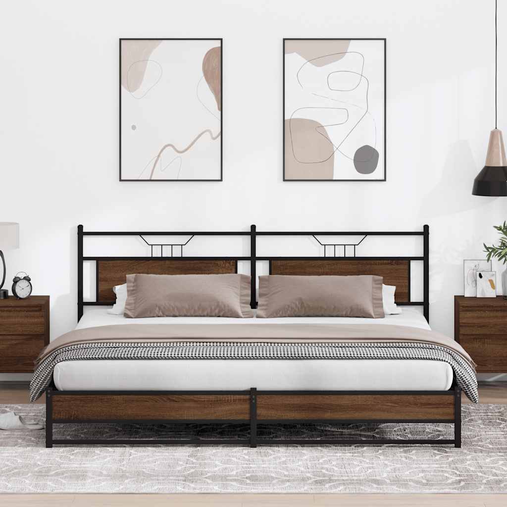 sengeramme uden madras 200x200 cm metal brun egetræsfarve