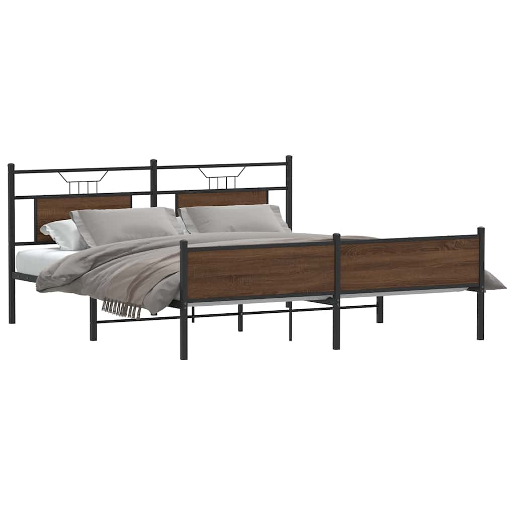 sengeramme uden madras 160x200 cm metal brun egetræsfarve