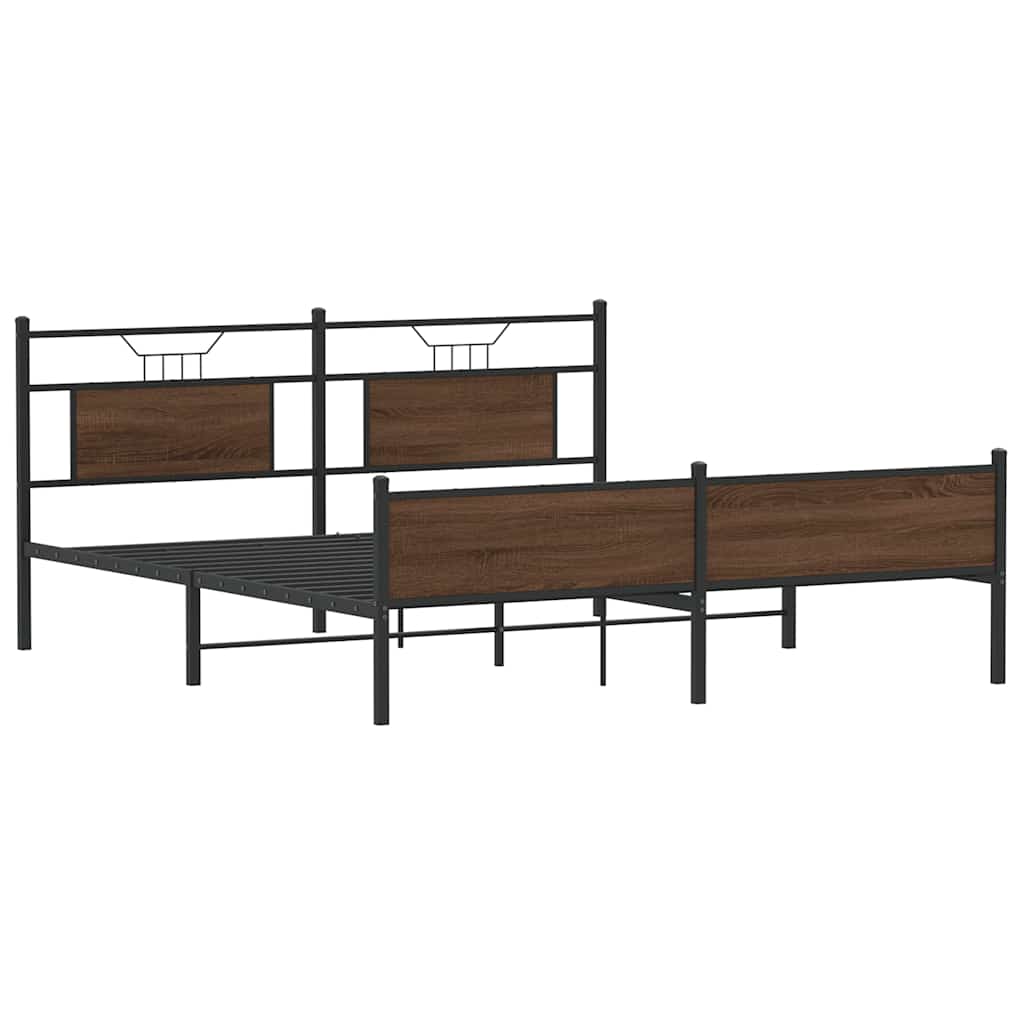 sengeramme uden madras 160x200 cm metal brun egetræsfarve