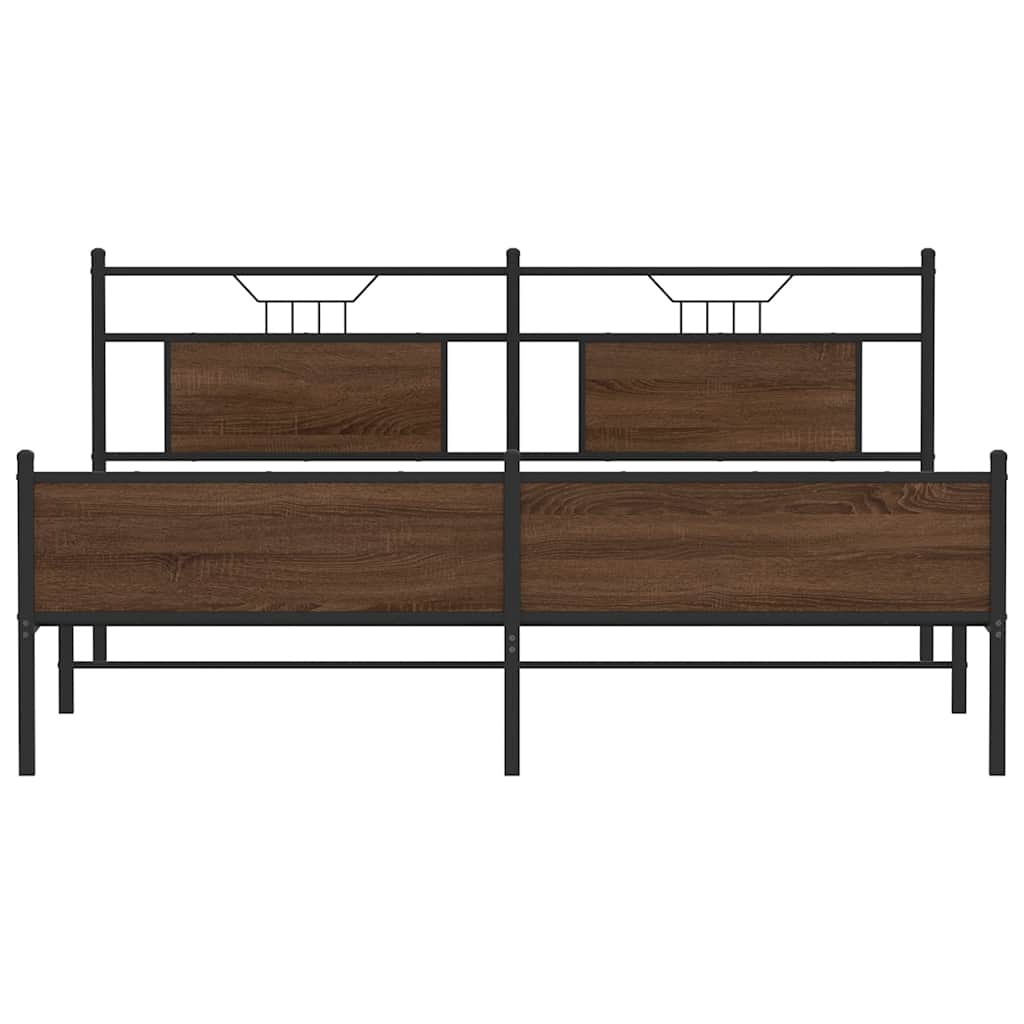 sengeramme uden madras 160x200 cm metal brun egetræsfarve