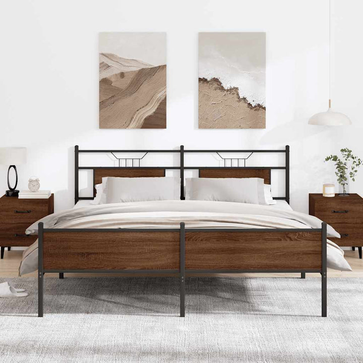 sengeramme uden madras 160x200 cm metal brun egetræsfarve