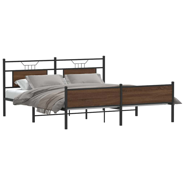 sengeramme uden madras 183x213 cm metal brun egetræsfarve