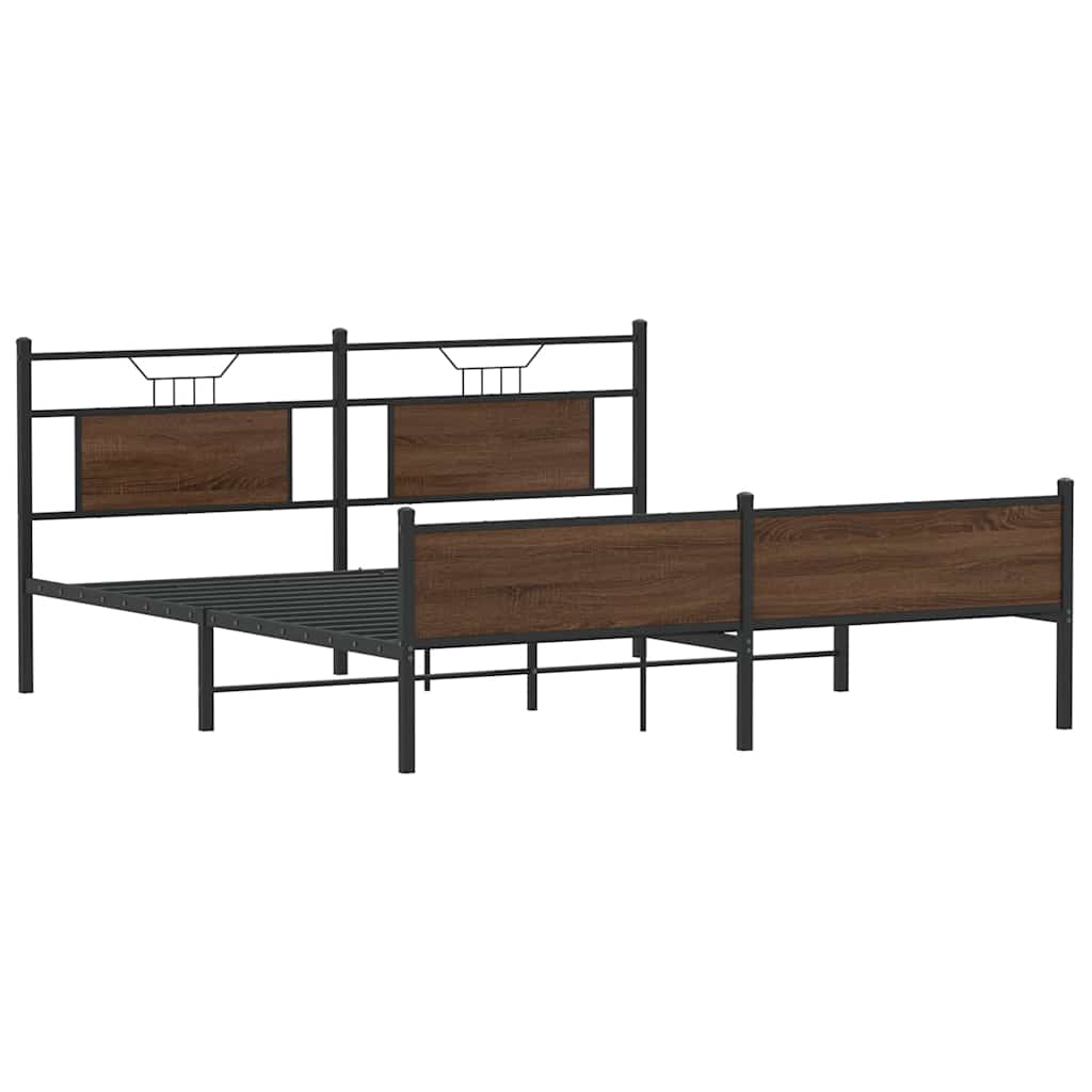 sengeramme uden madras 183x213 cm metal brun egetræsfarve