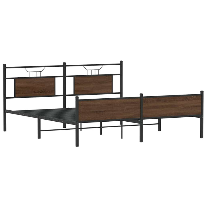 sengeramme uden madras 183x213 cm metal brun egetræsfarve