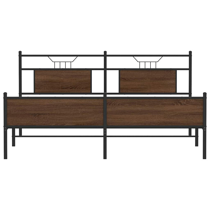 sengeramme uden madras 183x213 cm metal brun egetræsfarve