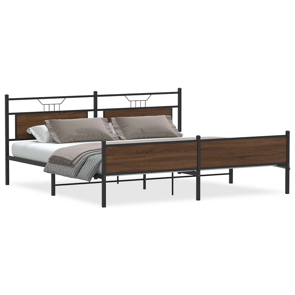 sengeramme uden madras 193x203 cm metal brun egetræsfarve