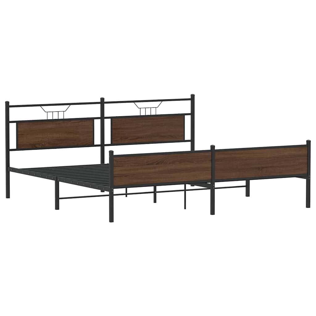 sengeramme uden madras 193x203 cm metal brun egetræsfarve