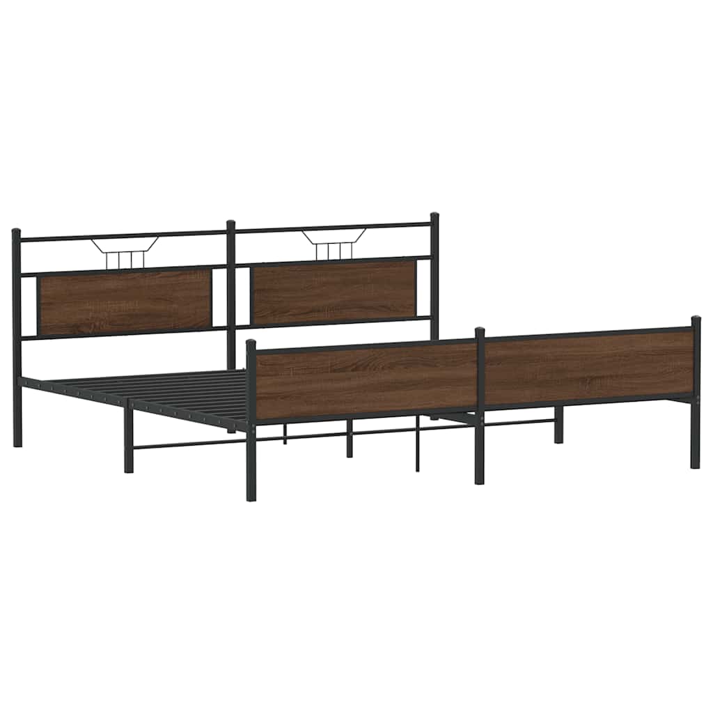 sengeramme uden madras 193x203 cm metal brun egetræsfarve