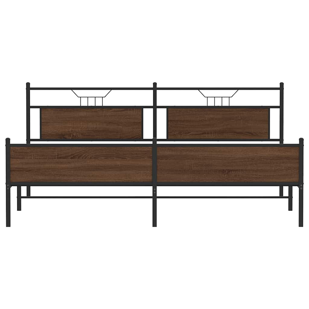 sengeramme uden madras 193x203 cm metal brun egetræsfarve
