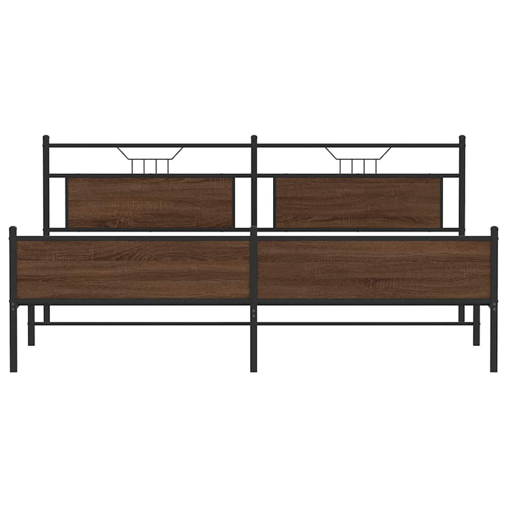 sengeramme uden madras 193x203 cm metal brun egetræsfarve