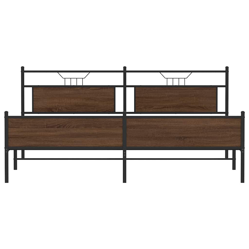 sengeramme uden madras 193x203 cm metal brun egetræsfarve