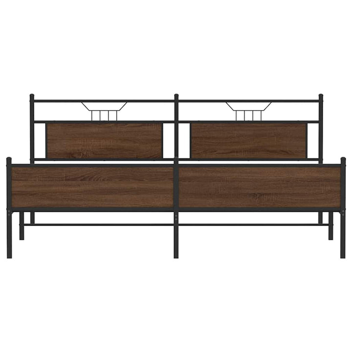 sengeramme uden madras 193x203 cm metal brun egetræsfarve