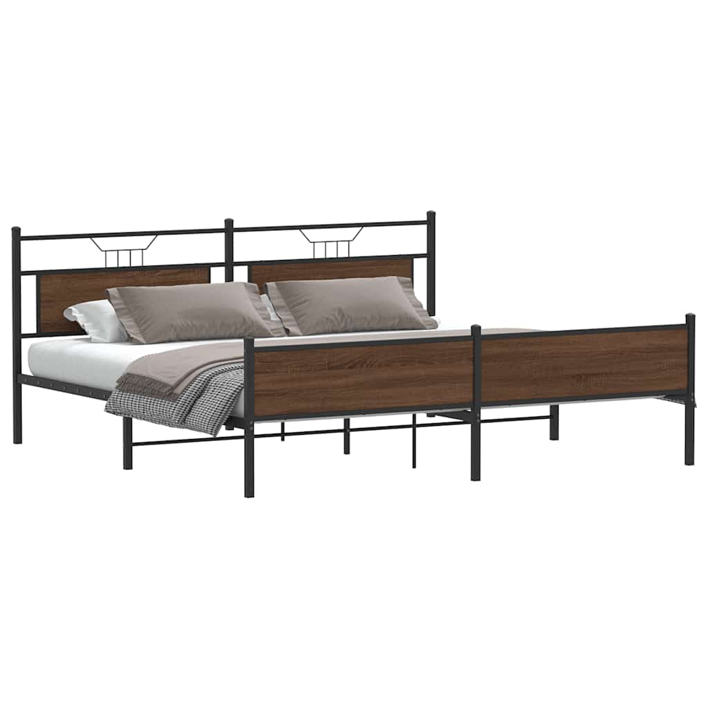 sengeramme uden madras 200x200 cm metal brun egetræsfarve