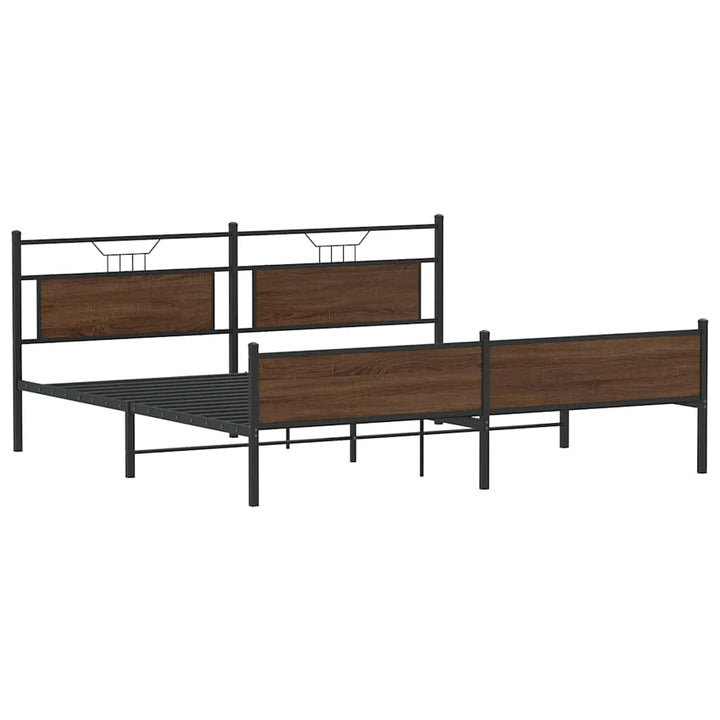 sengeramme uden madras 200x200 cm metal brun egetræsfarve
