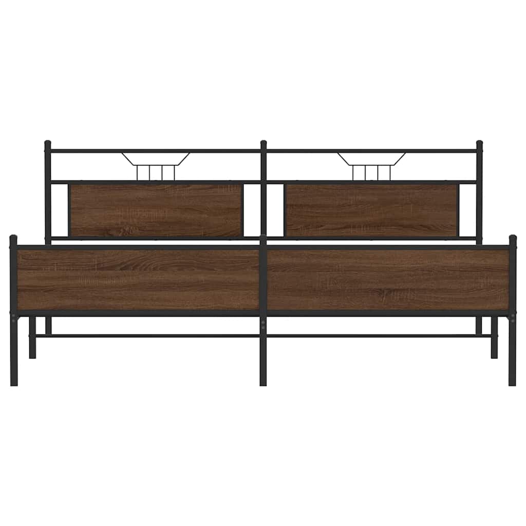 sengeramme uden madras 200x200 cm metal brun egetræsfarve