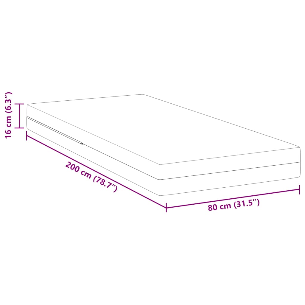 Madras Medium fast 80 x 200 cm Hvid