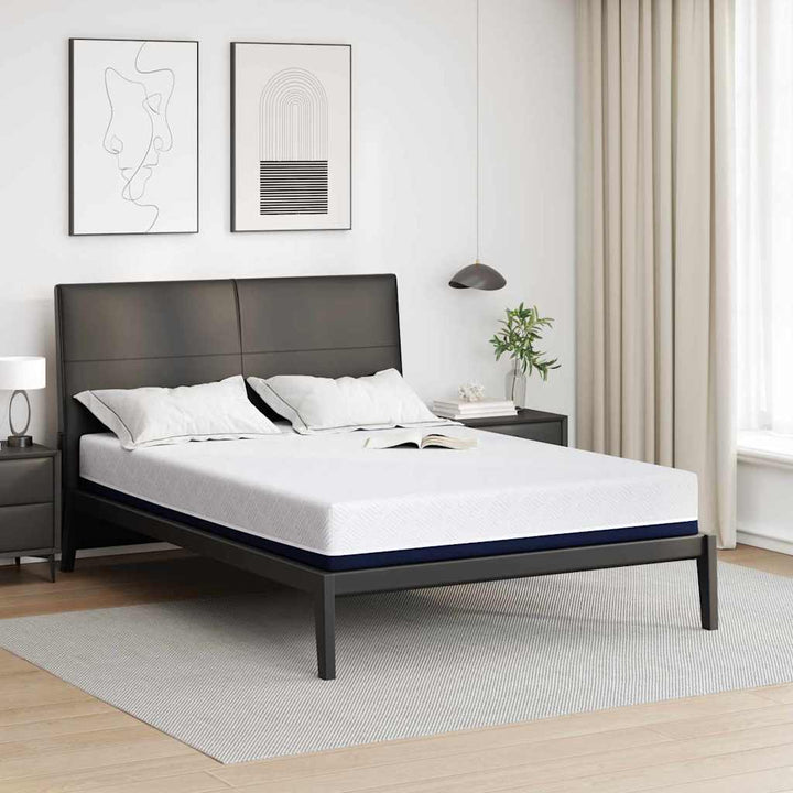 Madras Hvid og Blå 160 x 200 cm Jacquard stof