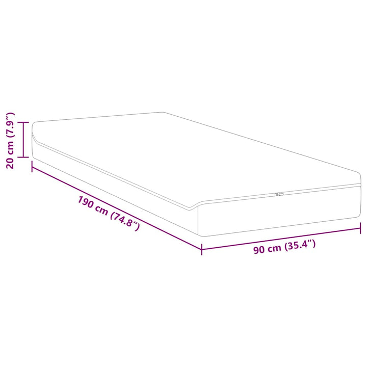 Madras Medium blød 90 x 190 cm Hvid og Grå