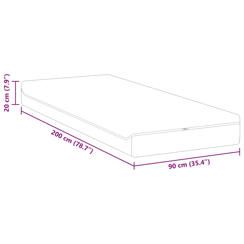 Madras Medium blød 90 x 200 cm Hvid og Grå
