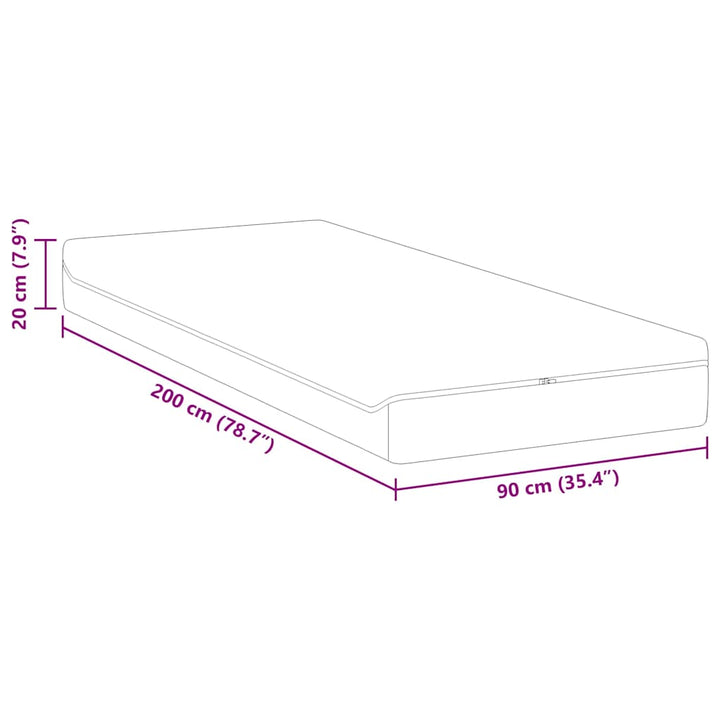 Madras Medium blød 90 x 200 cm Hvid og Grå