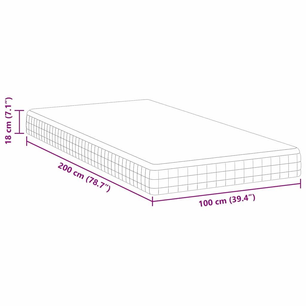 Madras Hvid og Grå 100 x 200 cm Bonell Fjedre