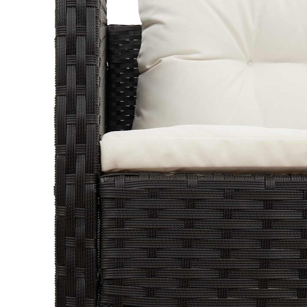 Havesofa Sæt med pude 6 pcs Sort og Cream polyrattan