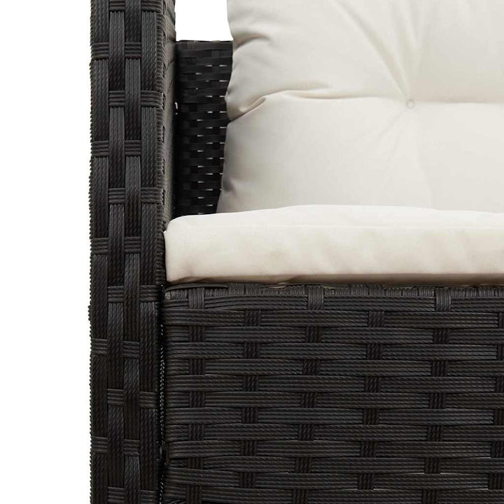 Havesofa Sæt med pude 6 pcs Sort og Cream polyrattan