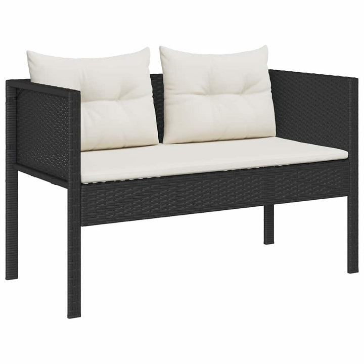 Havesofa Sæt med pude 6 pcs Sort og Cream polyrattan