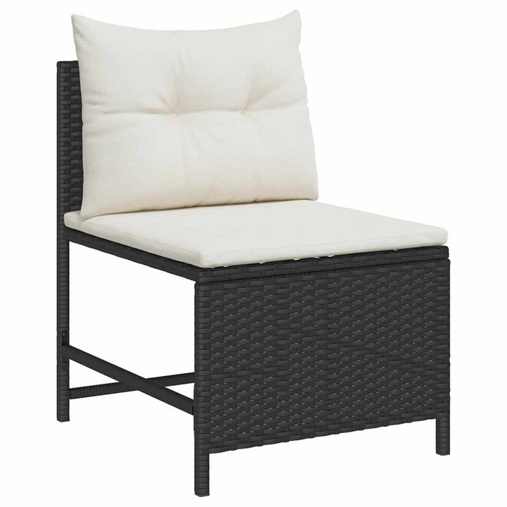 Havesofa Sæt med pude 6 pcs Sort og Cream polyrattan