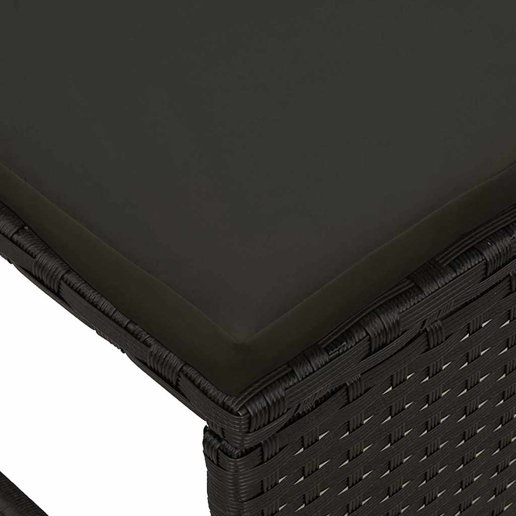 Havesofa Sæt med pude 6 pcs Sort polyrattan