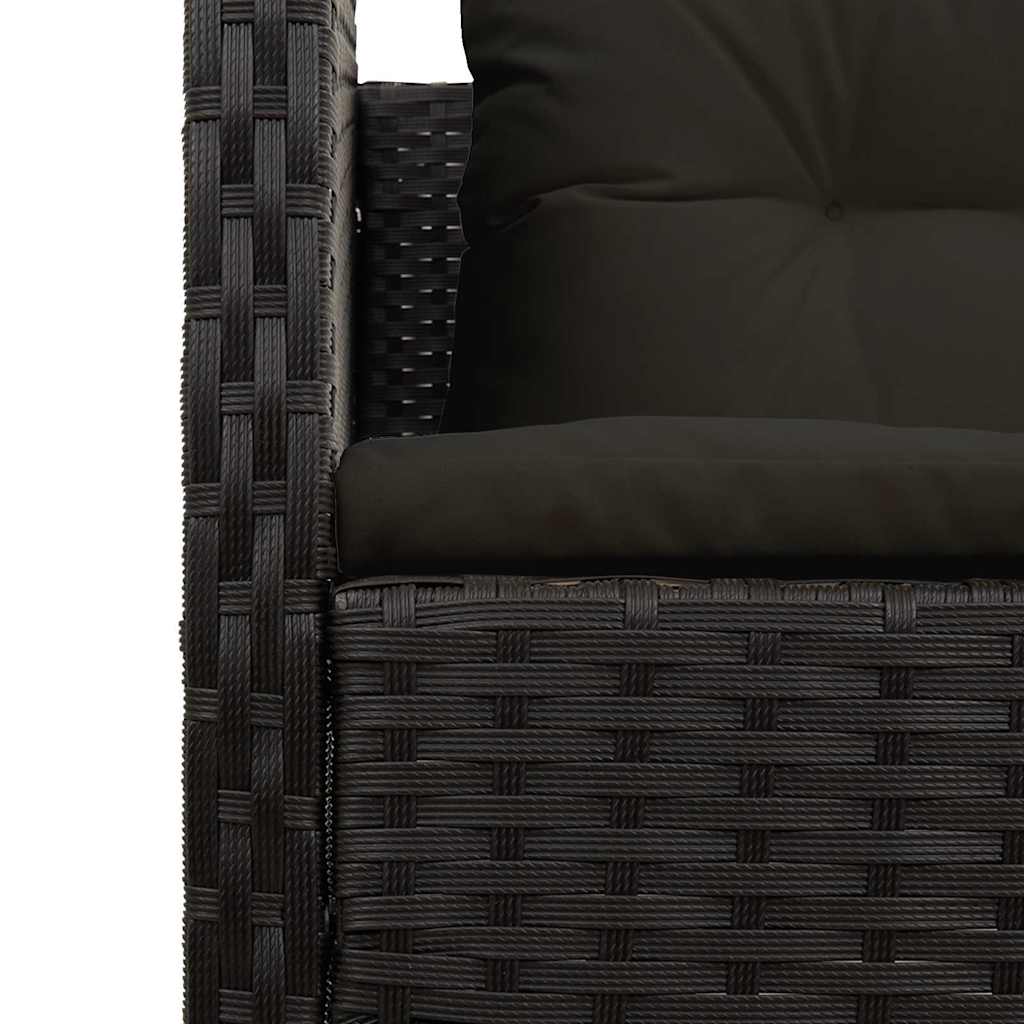 Havesofa Sæt med pude 6 pcs Sort polyrattan