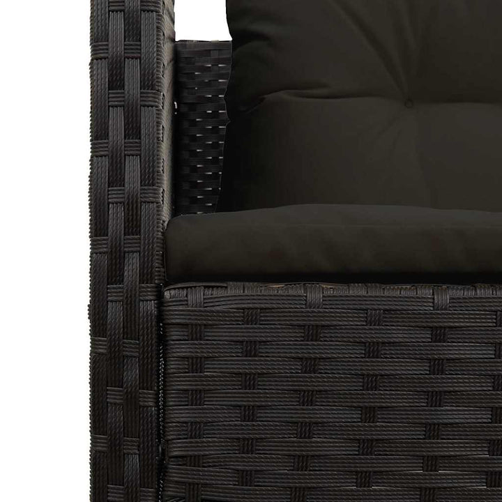 Havesofa Sæt med pude 6 pcs Sort polyrattan